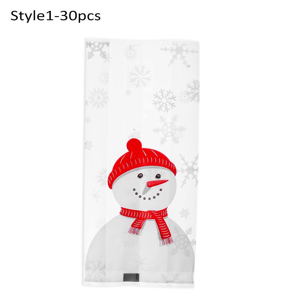 10/30pcs Children Pastry Tool Biscuit Bag Plastic Packaging Xmas Christmas Candy Bags Self-adhesive