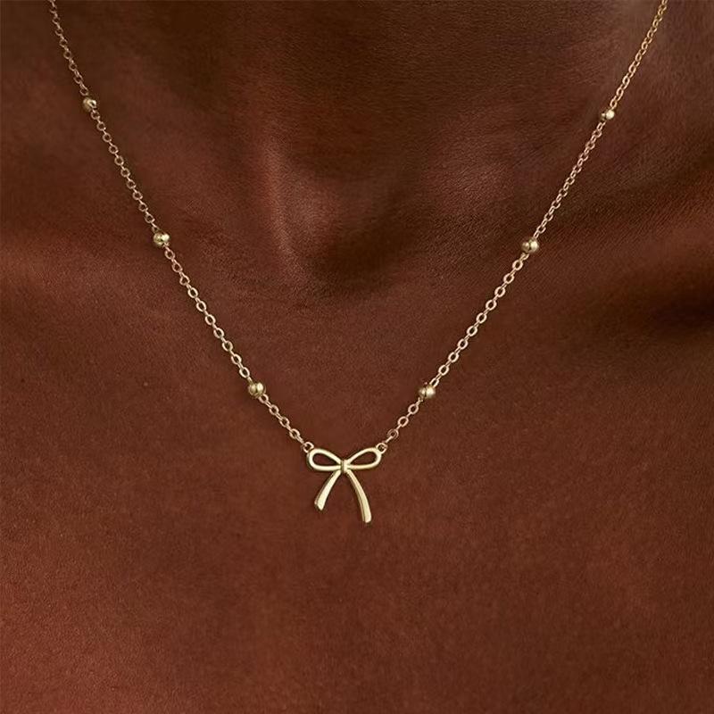 Sweet Cute Pendant Necklace Bow Fashion Women Jewelry  Unique