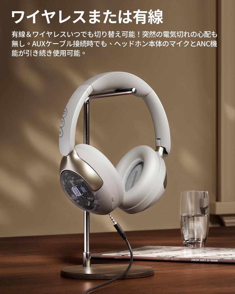 QCY H3PRO Wireless Bluetooth Noise 50dB Noise Spatial Up to 55 Hours of Continuous Ambient Sound Clear Multipoint Comfortable App White Headphones,