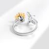 Sunflower Zircon Spinning Ring Adjustable Open Anxiety Relief Stress Fidget Ring For Women Fashion Jewelry Gift