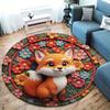 Embroidered animals Round Area Rug,Carpet Rug for Living Room Bedroom Sofa Playroom Decor,Non slip Floor Mat