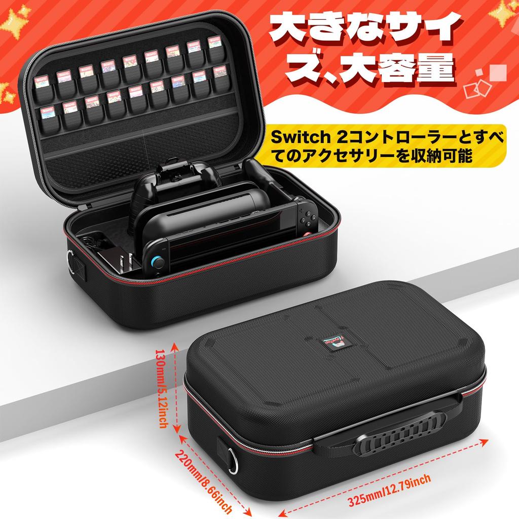 Switch 2 Case HEYSTOP Switch 2 Compatible Switch 2 Case Shockproof Charging Earphones Large Capacity Storage Soft Lining EVA Material Storage Cover