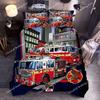 Firefighter Truck Duvet Cover KingQueen Size Red Firemen Car Bedding Set for Kids Boys Girls Fire Engine Polyester Quilt Cover