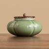 BRCeramic Pumpkin Tea Can Creative Ceramic Sealed General Can Home Kitchen Pu'er Tie Guan Yin Storage Can Tea Ceremony AccessoriesEY