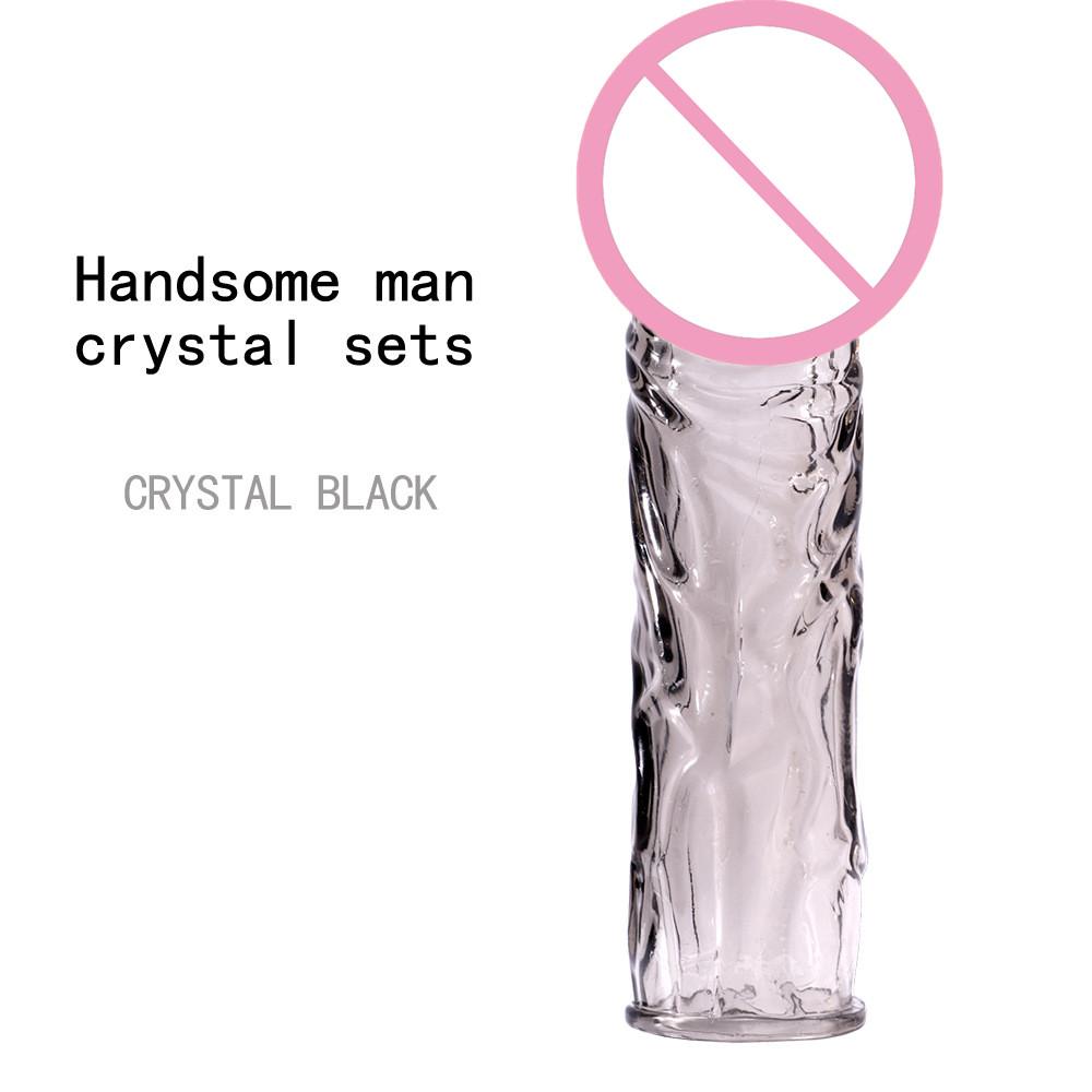 1PC Reusable Extension Condom Penis Sleeve Male Enlargement Time Delay Spike Clit Massager Cover Crystal Clear Condoms For Adult