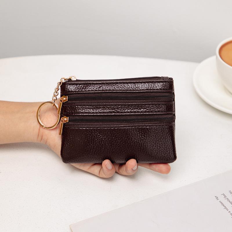 2025 Lightweight Minimalist Mini Coin Purse & Key Holder - Solid Color PU Polyester Fiber