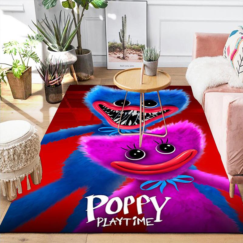 Monster Playtime Print Crystal Velvet Plush Rug AntiSlip Resistant Floor Carpet For Indoor Household Home Decoration