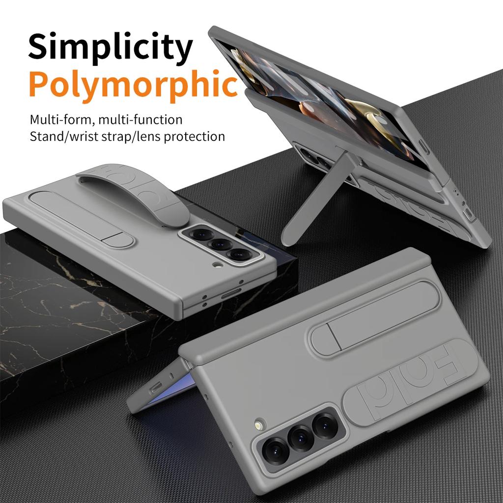 Orginal Matte Skin Feelwith S Pen Stand Phone Case for Samsung Galaxy Z Fold 7 6 5 4 3 Wristband Holder Hinge Slot Protect Cover