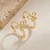 1 Pair of Personalized and Versatile Hollow Bow Copper Ear Buckles with Circular Women's Earrings
