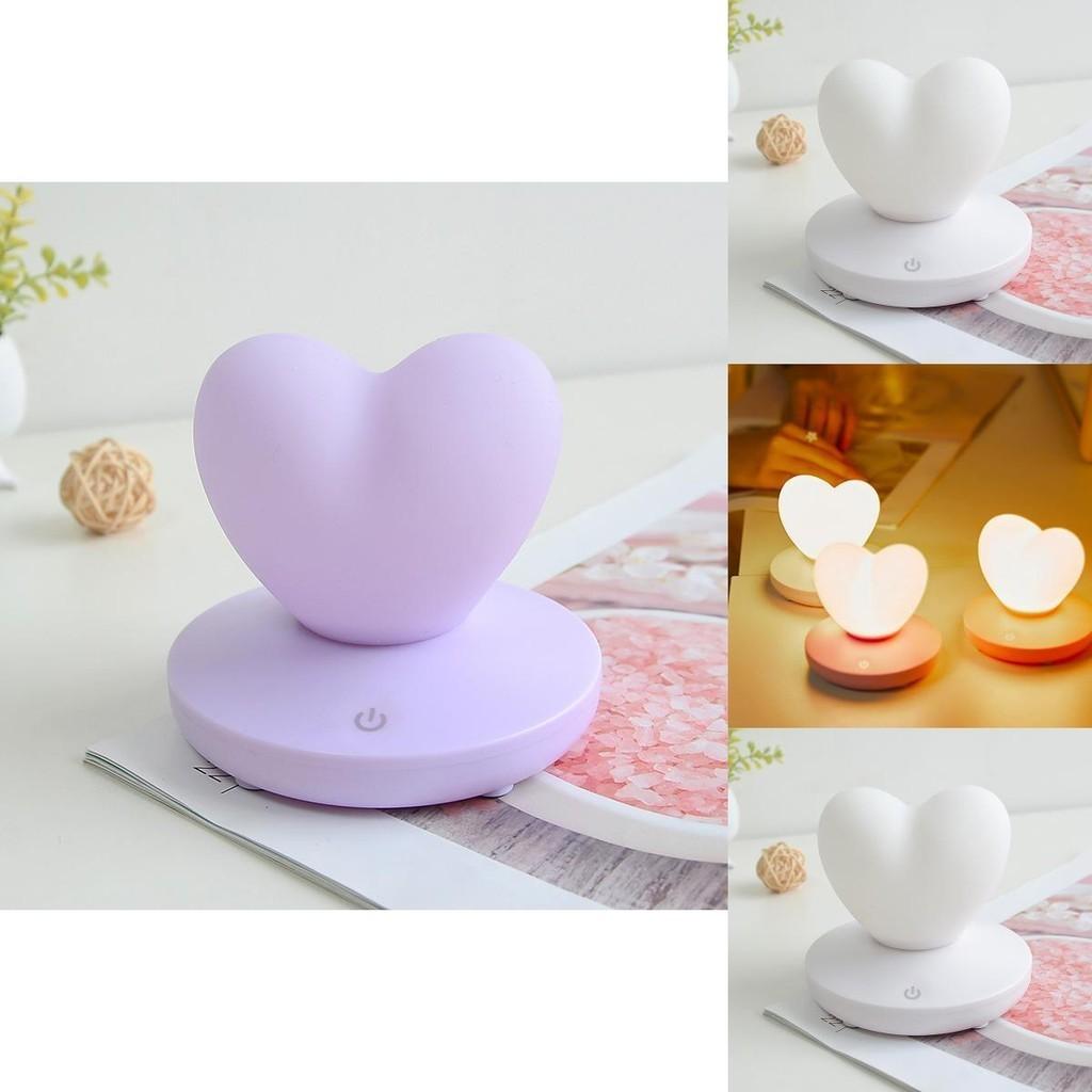 Love Heart Shaped Night Light Usb Rechargeable Soft Light Eye Protection Romantic Atmosphere Lamp Creative Style