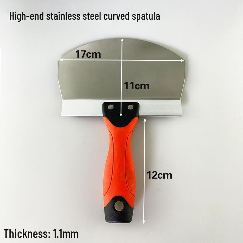 Stainless Steel Gray Curved Fan-Shaped Spatula and Putty Scraper with Thickened Handle - Free Shipping