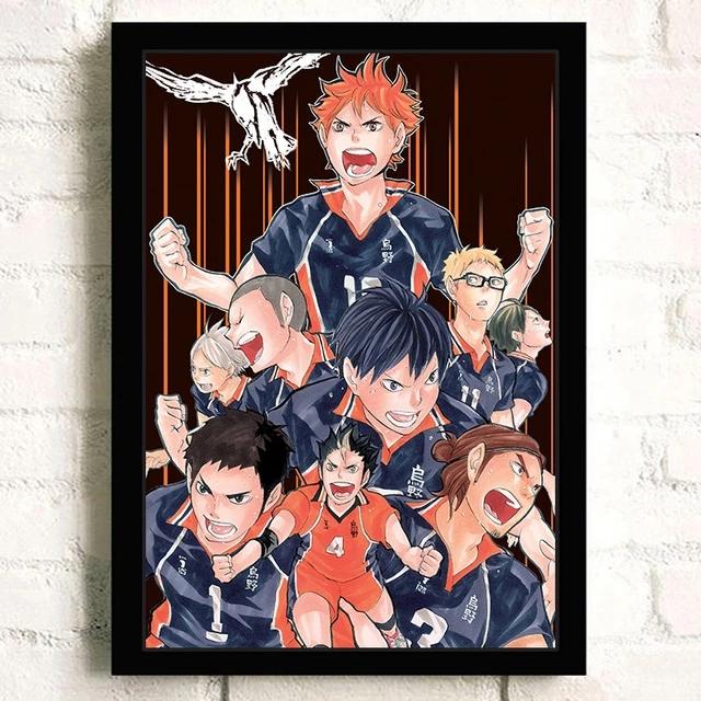 Massivholzrahmen Japanischer Anime Haikyuu! Volleyball Wand Kunst Leinwand Malerei Nordic Poster Und Druck Bilder Moderne Wohnzimmer Dekoration