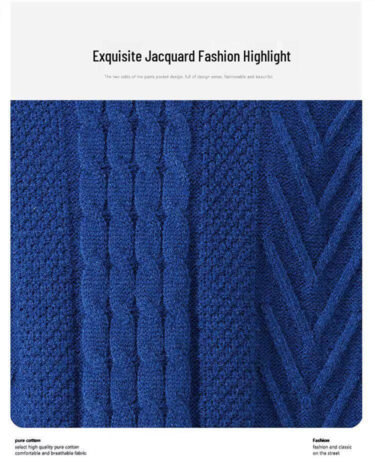 Men's Diamond Jacquard Alpaca Wool Crew Neck Sweater - Skin-Friendly Casual Pullover for Autumn and Winter