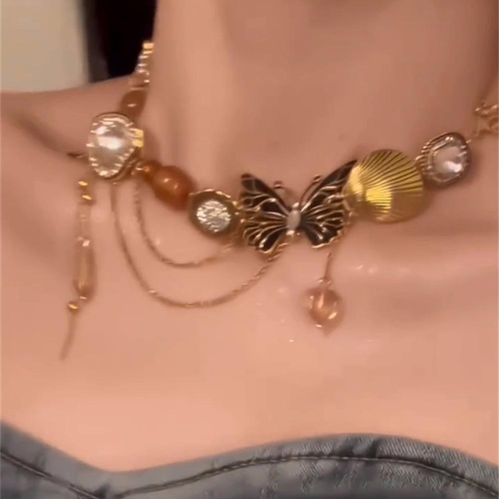 

Изысканное ожерелье-чокер с кисточкой в виде сердца и бабочки из стразов для женщин – Крутой, милый чокер для ключицы