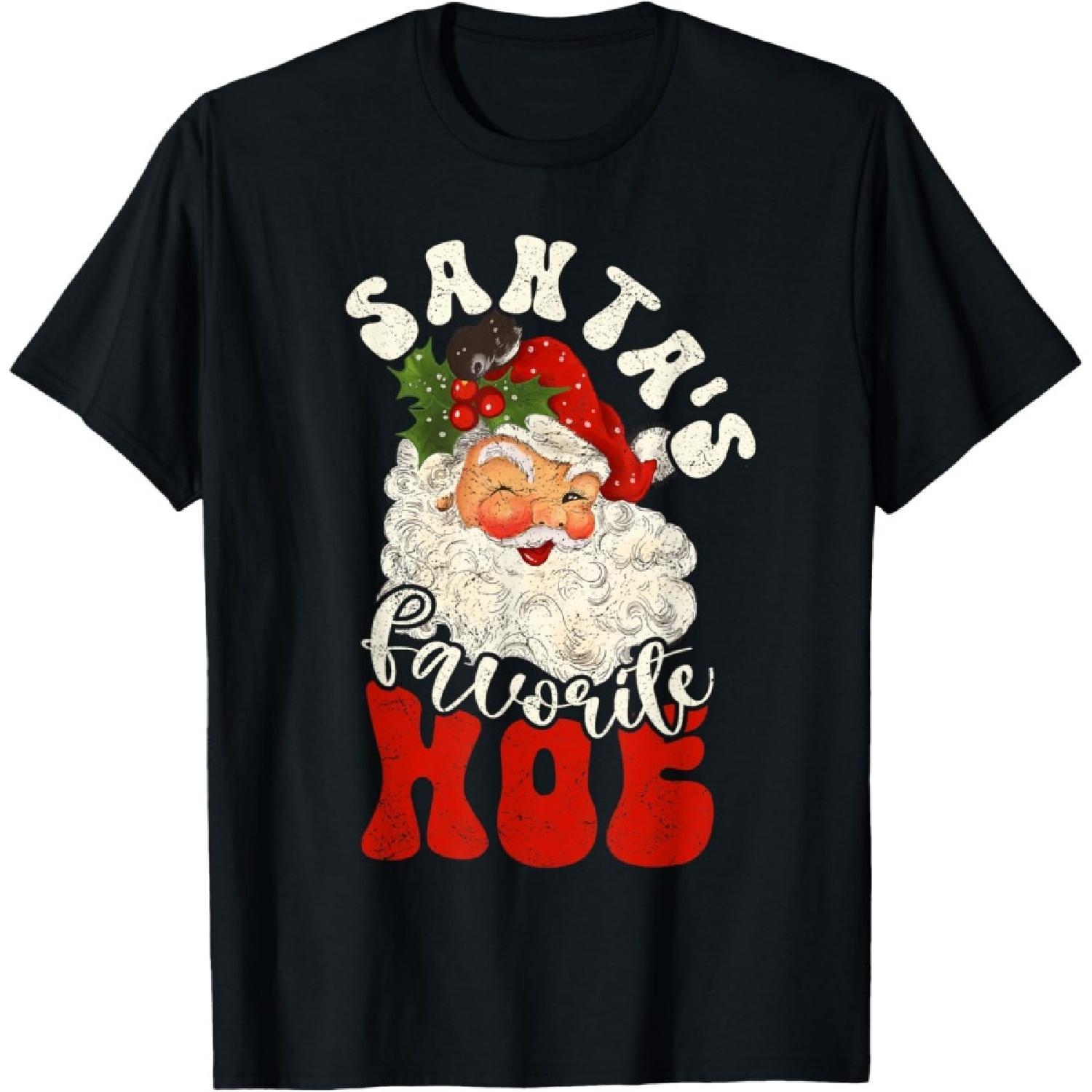 Christmas Santa s Favorite Hoe Naughty Santa Claus T-Shirt S