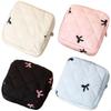 Cute Bow Design Sanitary Napkins Bag Zipper Closure Multipurpose Storage Pouch Compact & Portable Storage Bag