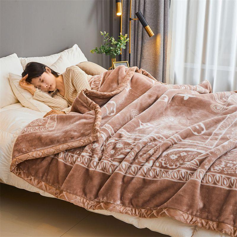 G5Z Thickened Raschel & Coral Flannel Winter Blanket for Dorms & Bedrooms