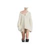 Zara Solid Color V-Neck Long Sleeve Cardigan Drop Shoulder Sweater Women sweater Beige 0797101-712