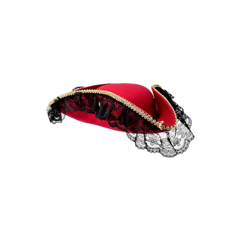 Unisex Vintage Court Hat with Triangular Lace Trim for Party Costume Accessories