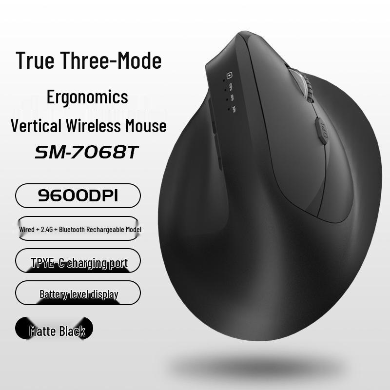 Ergonomic Tri-Mode Silent Vertical Mouse with 2.4G Wireless & Charging Capability