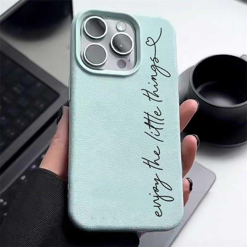Pink Art Word in English Pattern Lychee Grain Phone Case For iPhone 17 16 15 14 13 12 11 PRO MAX Air 16 15 PLUS Y2K Luxury Cover