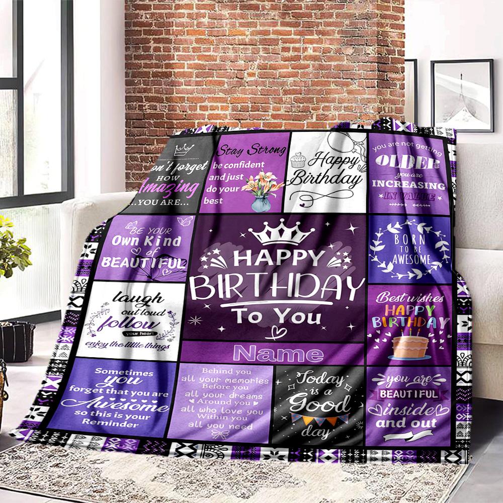 Happy Birthday Home Customize Your Name Blankets Suitable For Picnics Sofas Offices Bedrooms Living Rooms And As A Gift For Friends And Family On