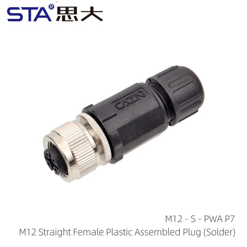 M12 Connector IP67 Waterproof Aviation Plug Plastic Field Wireable Solder Termination PG7 PG9 Screw 2 3 4 5 6 8 12 17 Pins