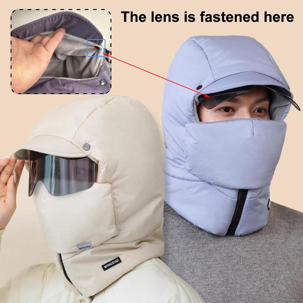 Winter Warm Cycling Cap Men Bicycle Motorcycle Balaclava Windproof Sports Scarf Velvet Face Cover Women Ski Hat With Glasses
