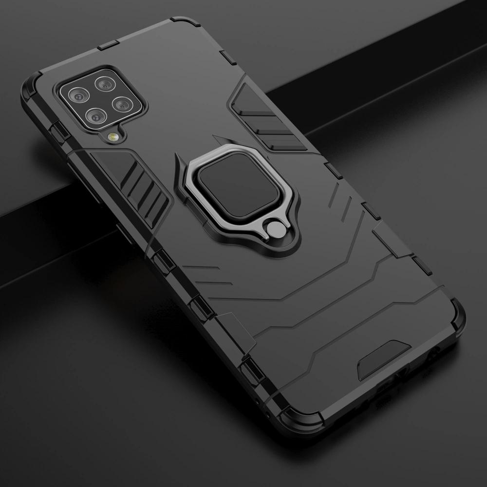 Ring Armor Pancerne Hybrydowe Etui Pokrowiec + Magnetyczny Uchwyt Samsung Galaxy A42 5G Czarny