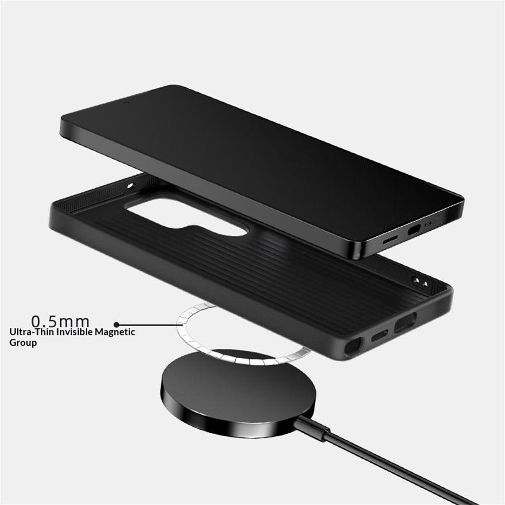 ABEEL For Samsung Galaxy S25 FE Magnetic Case Carbon Fiber Texture TPU PC PU Phone Back Cover