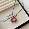 Simple Dripping Oil Headphone Pendant Necklace Niche Design Versatile Casual Sweater Chain Jewelry