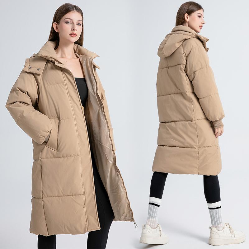 Herbst Winter Warme Parka Frauen Einfarbig Lose Lange Mit Kapuze Mantel Jacken Outwear M-XXXL