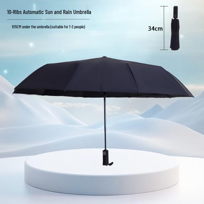 Automatic Compact UV-Blocking Sun and Rain Folding Umbrella - Large, Reinforced, Dual-Use for Students