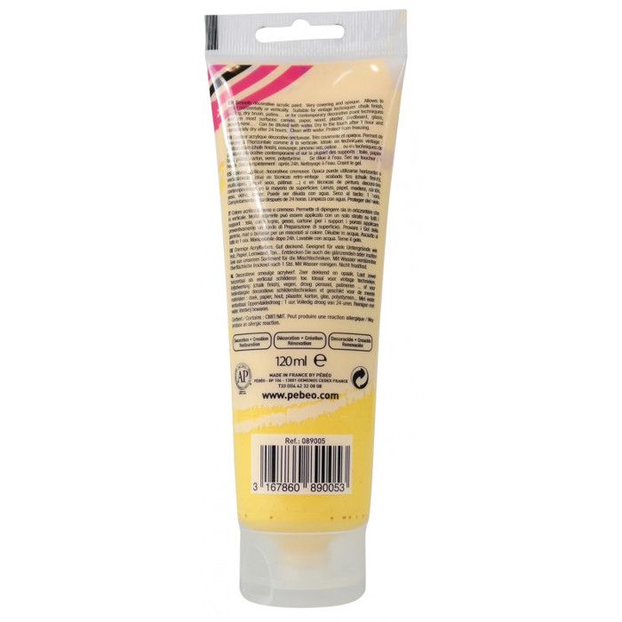Acrylic Paint - PEBEO - DecoCrème - Sunflower Yellow - 120 Ml - Matte Finish