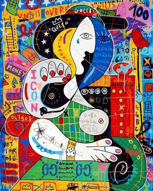 Modern Graffiti Street Panda Art Kiss of Victory Canvas Painting Wall Art Pictures Posters and Prints for Living Room Home Decor No Frame