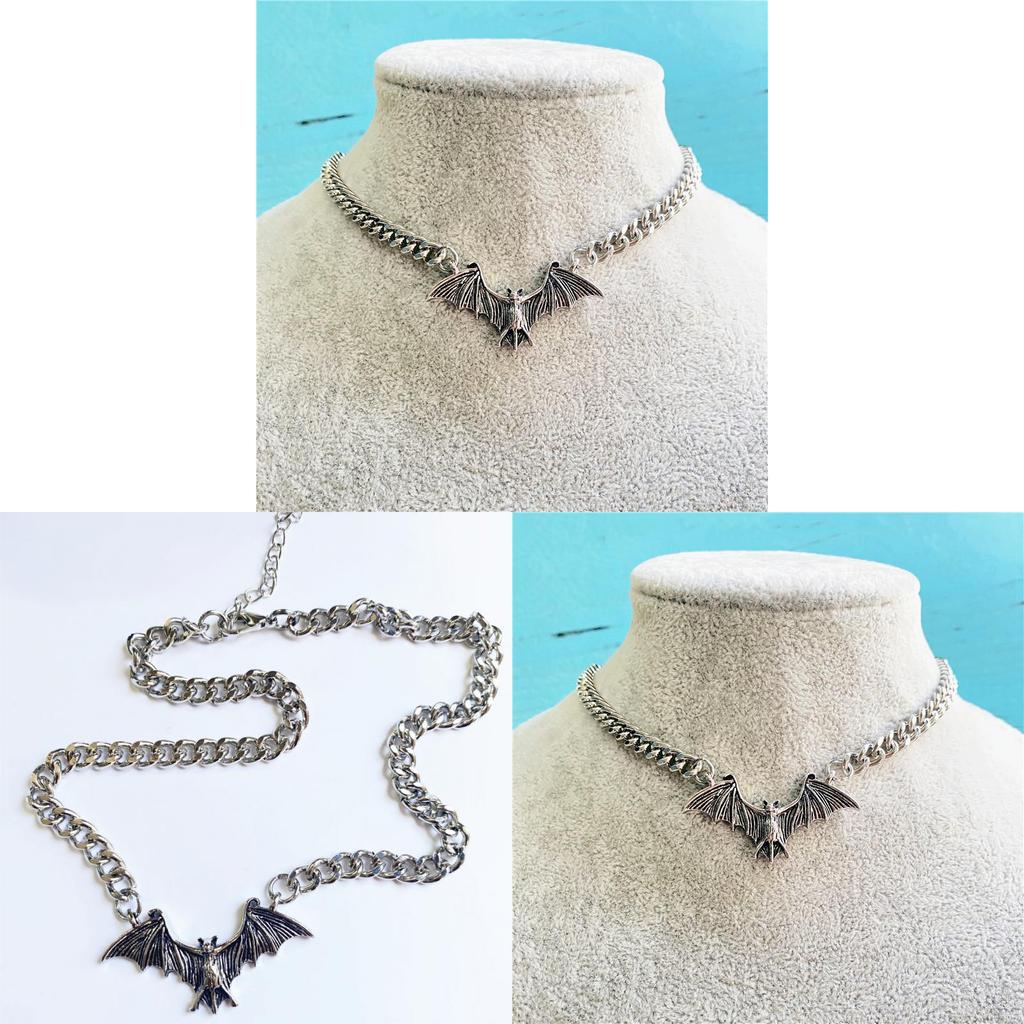 Bat Pendant Necklace With Alloy Material For Gothic Jewelry Enthusiasts