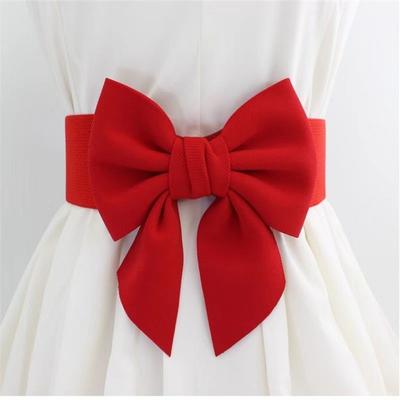 Elegant Bowknot Waist Straps Solid Color Elastic Waistband Wide Adjustable Waist Belt For Dress Decorate Clothes Accessories