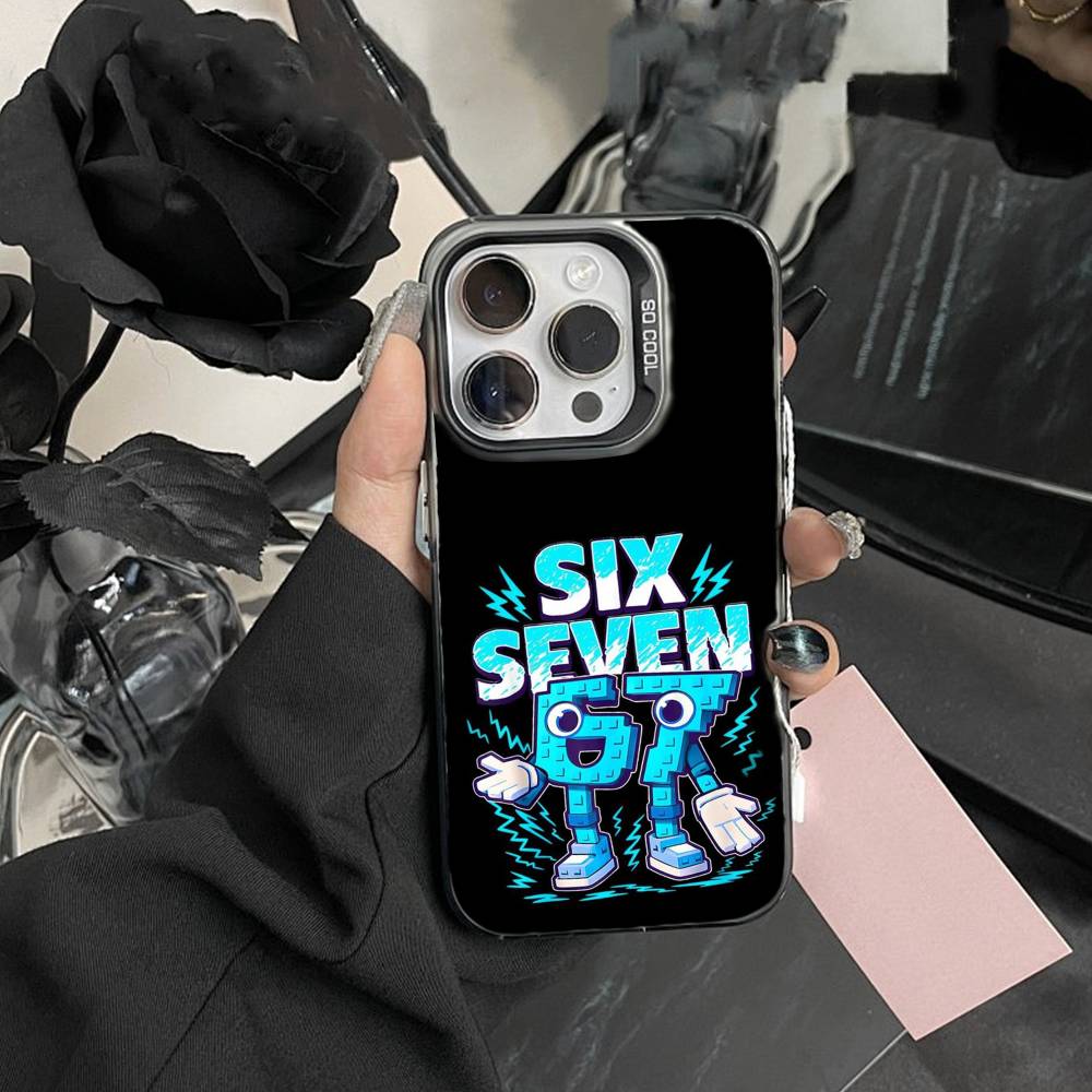 

Six Seven S-67 Phone Case For iPhone 17,16,15,14,13,12,Pro MAX Black Matte Shockproof Cover iPhone15
