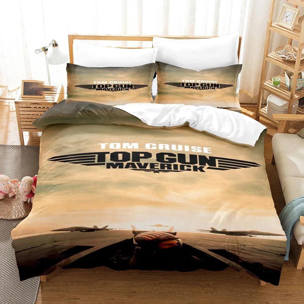 3D Printed Top Gun Maverick Bedding Set Pillowcase Duvet Cover Double Twin Full Queen King Adult Kids Bedclothes Quilt Cover