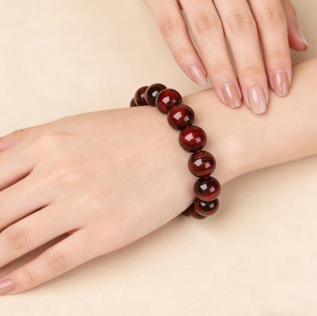Браслет из натуральных бусин Красный Тигровый Глаз - Украшение из Камня Тигровый Глаз