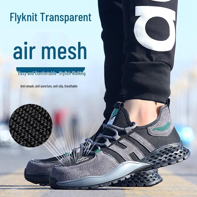 Longchan Men s Lightweight Breathable Flyknit Safety Shoes 36