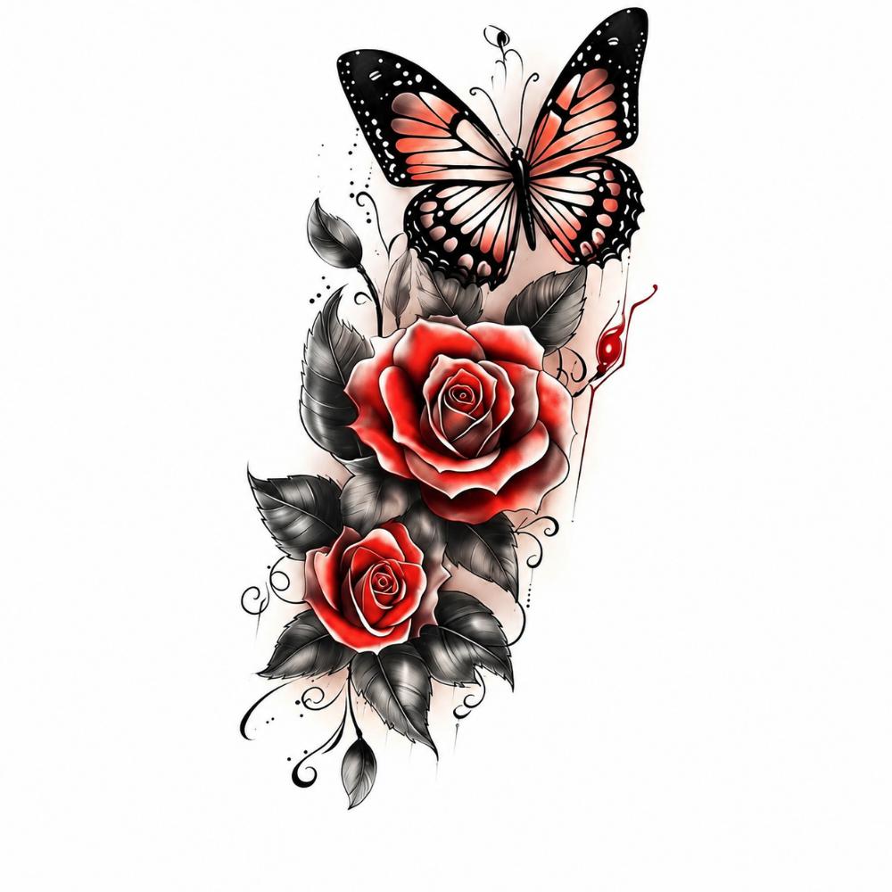 Long Lasting Rose Temporary Tattoo Flower Body Art Sticker Sweet Instant Decals Daily Use