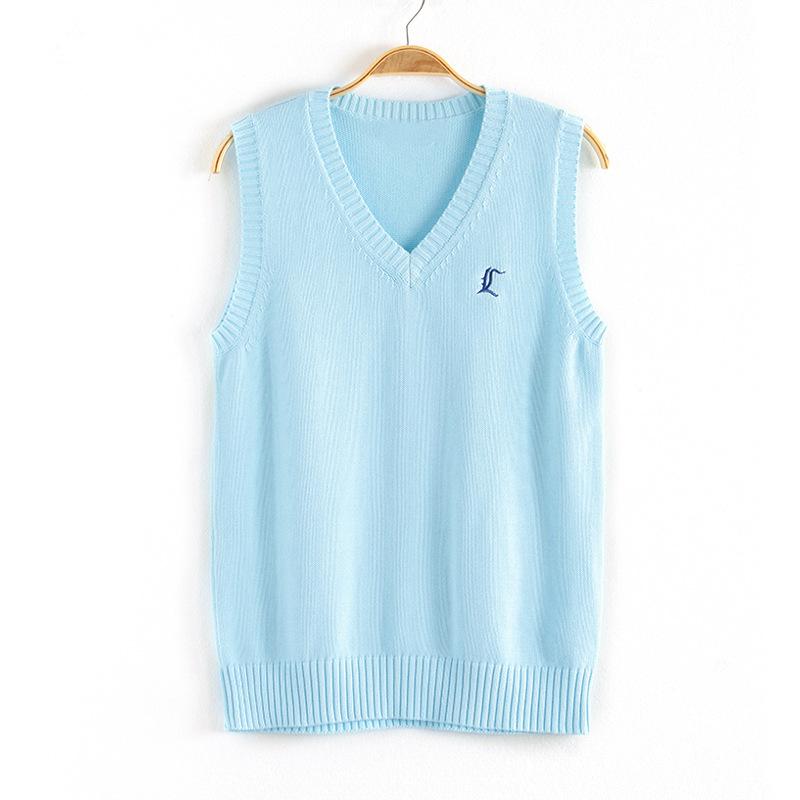 JK Strickweste Damen College-Stil Strickpulloverweste Herbst- und Wintersaison