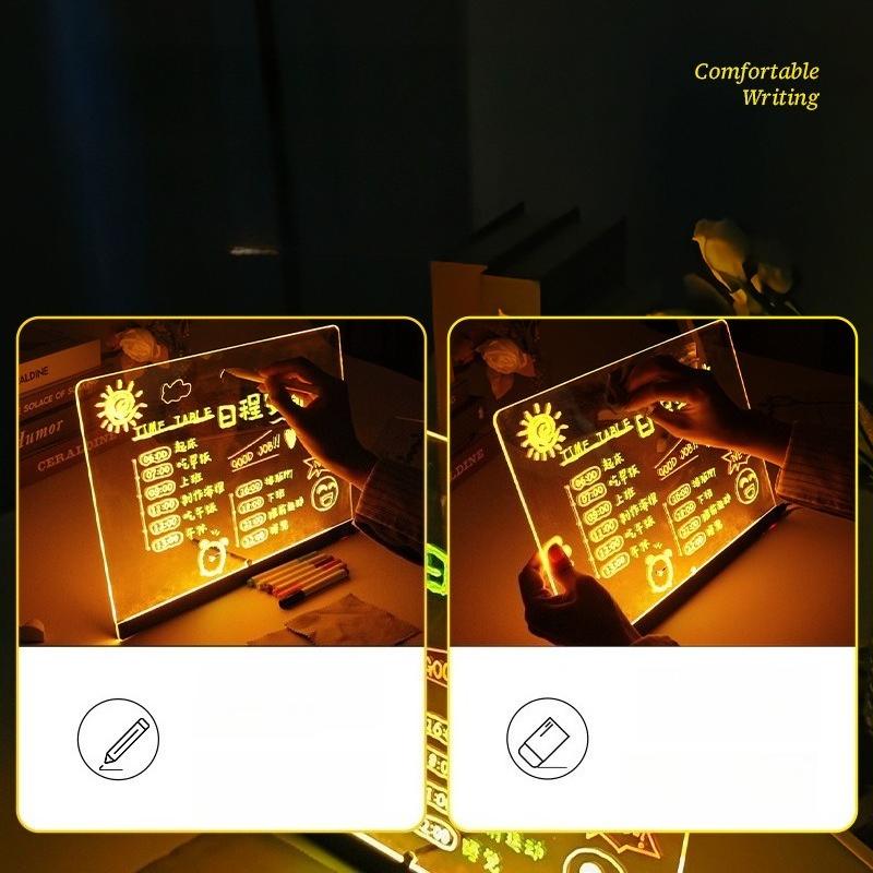 1Pc RGB transparent acrylic fluorescent board with LED light panel, luminous writing board, message board, advertising board, erasable drawing board