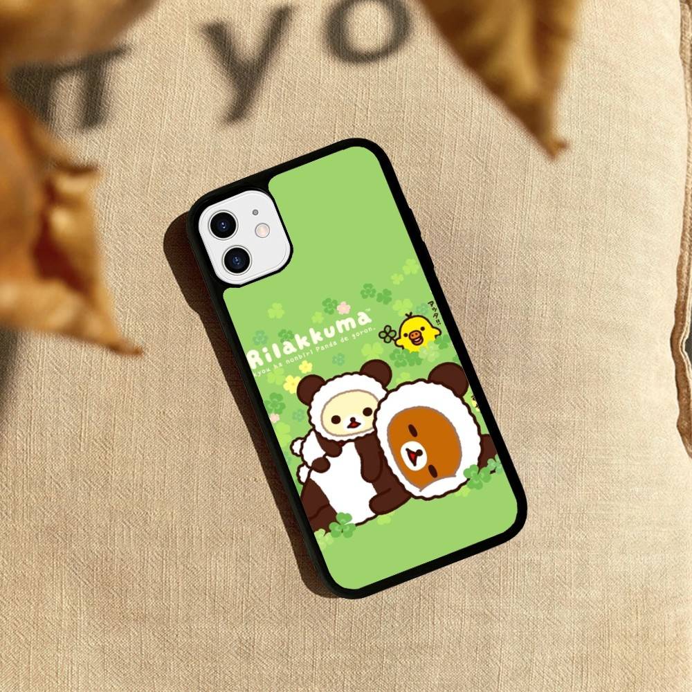 Rilakkuma Relaxed Bear For iPhone 17 16 Pro Max Air 15 14 13 12 Mini Plus 11 Hard PC+TPU Phone Back Cover