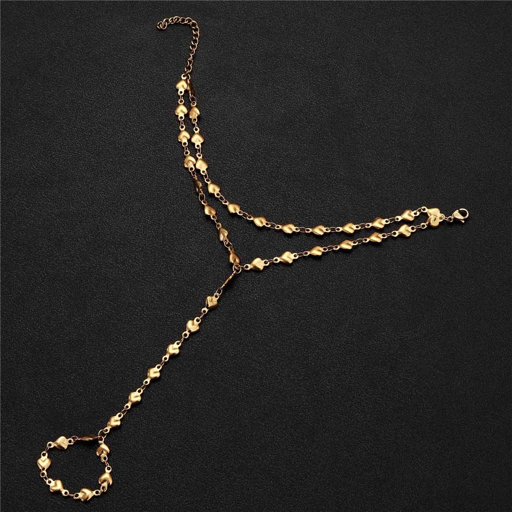 MinaMaMa Bracelet Esclave Acier Inoxydable Forme de Cœur Chaîne Bracelets Doigts Pour Femmes Mode Cœur Doigt Main Chaîne Bijoux