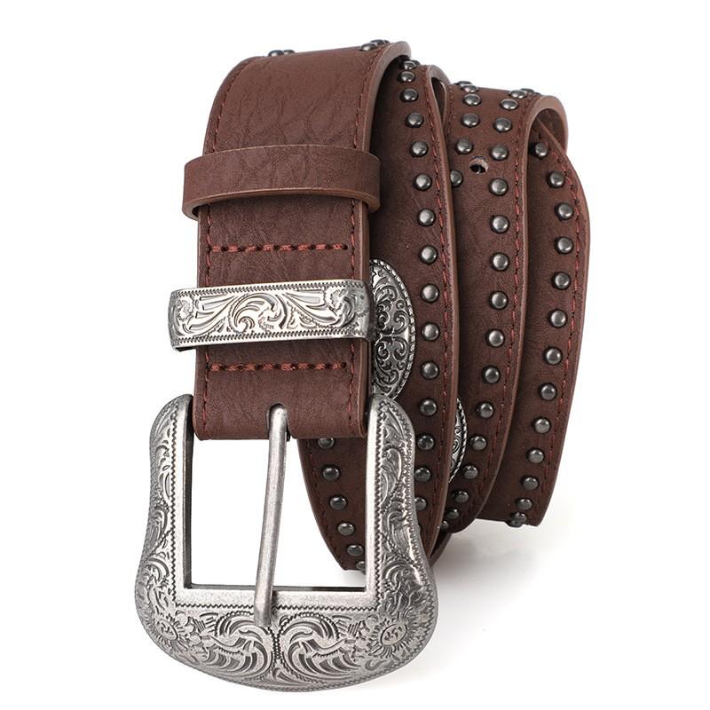 American Vintage Style Women's Belt with Y2k Design Sense, Decorative Trendy Engraved Rivets, Suitable for Skirt and Coat