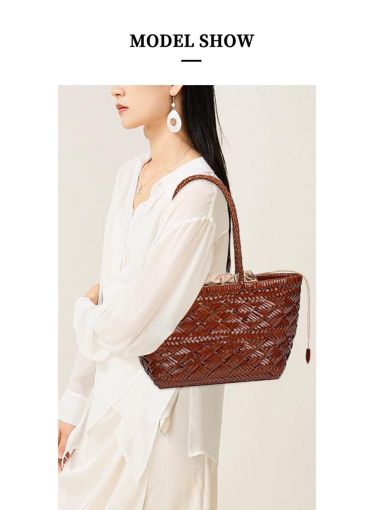 French High-End Woven Basket Handbag