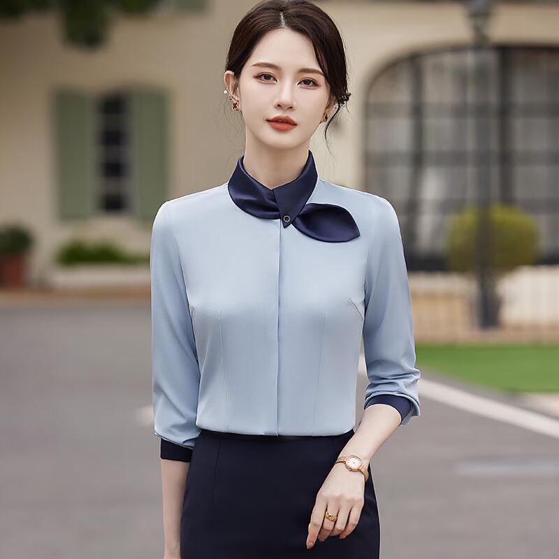 Women s Scarf Collar Professional Long Sleeve Shirt 3XL