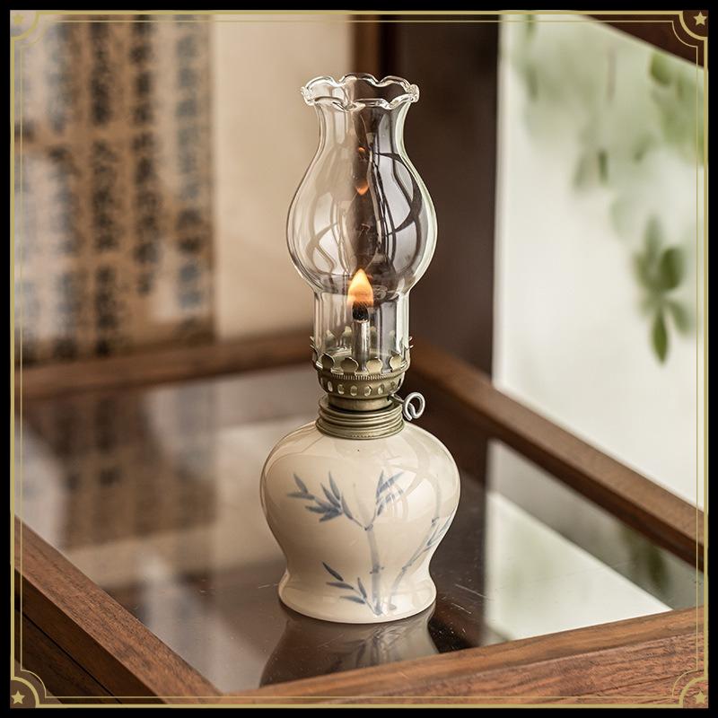 Hand painted floral retro ceramic lamp ornament